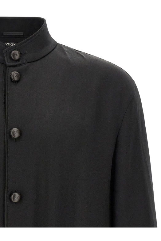 Свитшот из шелка тутового дерева, чёрный ZEGNA 402614A49SS5O4100