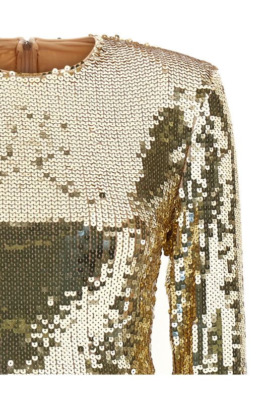 'Sequins Ls Mini Dress' short dress Gold
