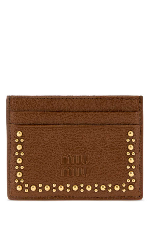 Коричневый кожаный держатель для карт MIU MIU (5MC0762ZSQ)