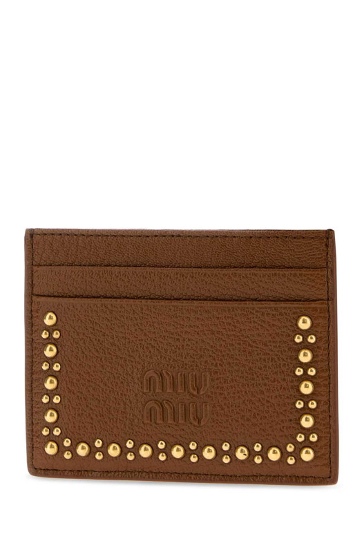 Коричневый кожаный держатель для карт MIU MIU (5MC0762ZSQ)