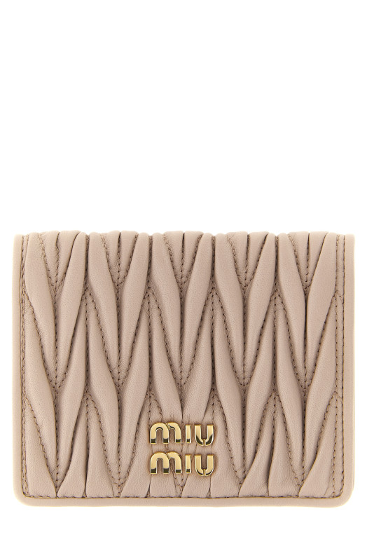 Small matelassé nappa wallet Pink