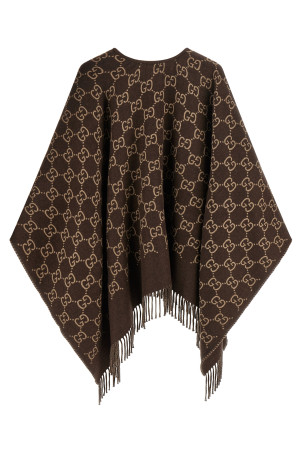 Вовняна накидка GG, коричнева GUCCI 8178313G2002579