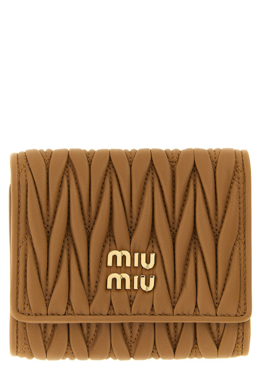 Small matelassé nappa wallet Brown