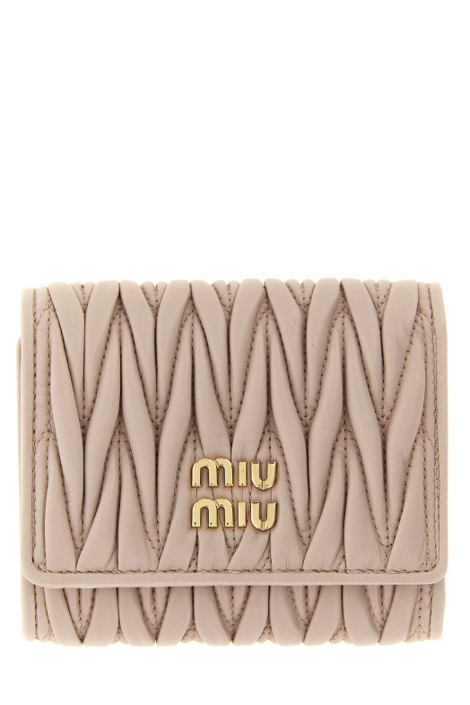 Small matelassé nappa wallet Pink