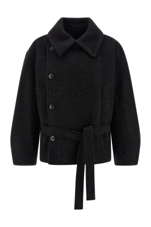 'Short Asymmetrical Bathrobe' coat Black
