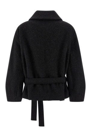 'Short Asymmetrical Bathrobe' coat Black