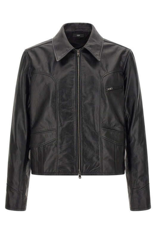 Кожаная куртка на молнии, чёрная AMIRI AM426JA0310002