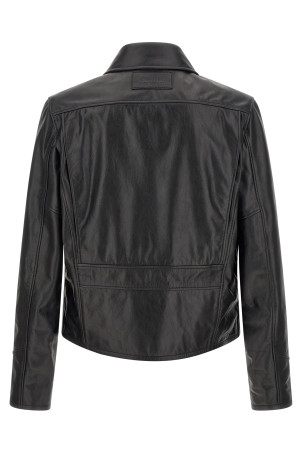 Leather jacket with zip Black