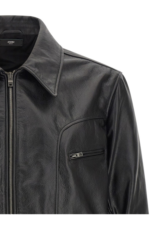 Кожаная куртка на молнии, чёрная AMIRI AM426JA0310002