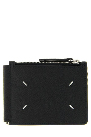 Wallet with 'Four Stitches' clip Black