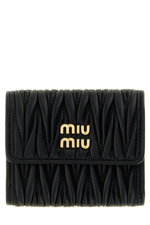 Небольшой кошелек из кожи наппа с мателассе, черный MIU MIU 5MH058AFPPF0002