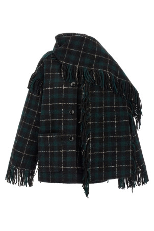 Jacket with integrated scarf Green