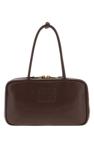 Dark brown leather shoulder bag MIU MIU (5BB1722CRW)