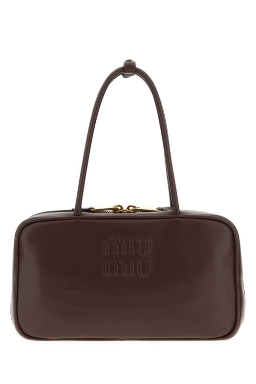 Dark brown leather shoulder bag MIU MIU (5BB1722CRW)