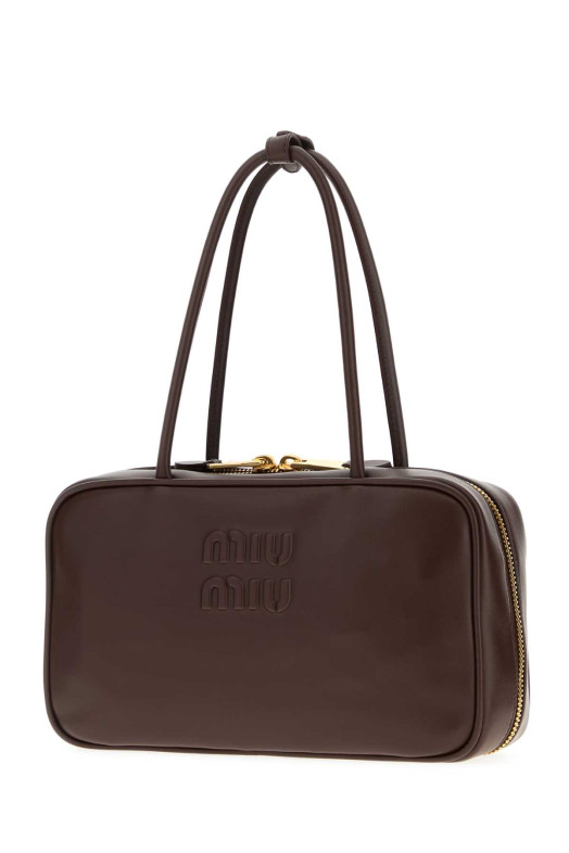 Dark brown leather shoulder bag MIU MIU (5BB1722CRW)