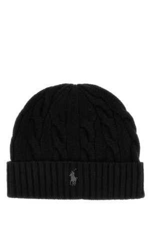 Black wool blend beanie hat POLO RALPH LAUREN (710B23668)