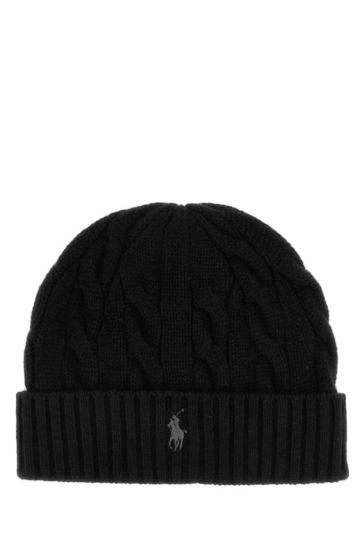 Черная шапка-бейсболка из смешанной шерсти POLO RALPH LAUREN (710B23668)