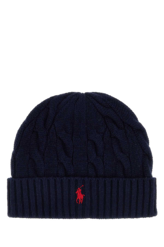 Темно-синяя шапка-бейсболка из шерстяной смеси Blue POLO RALPH LAUREN (710B23668)