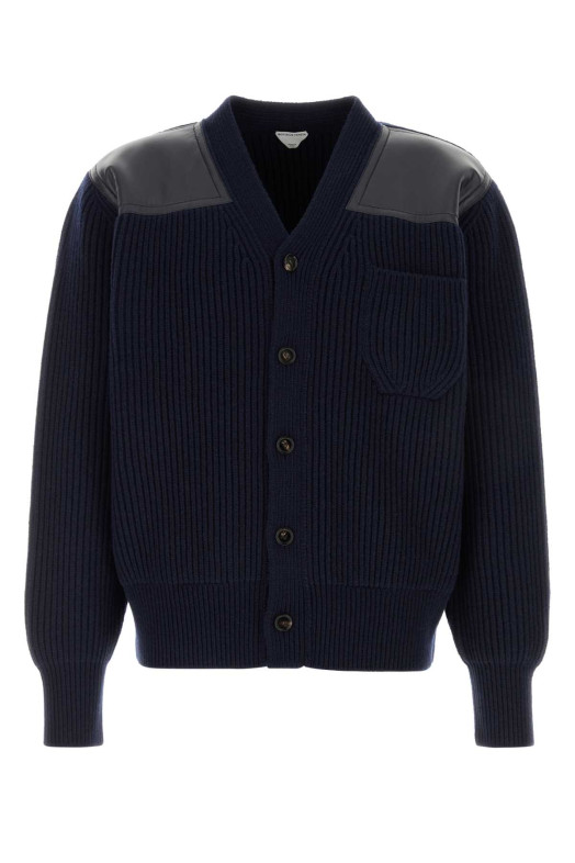 Navy blue wool blend cardigan BOTTEGA VENETA (A007L4V7BE0)