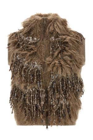 'Dazzling Moss Embroidery' vest Brown