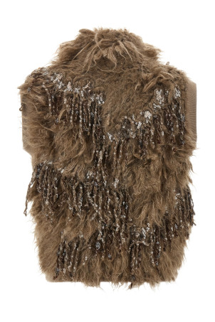 'Dazzling Moss Embroidery' vest Brown