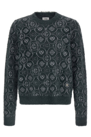 'Fluffy Monogram' sweater Gray
