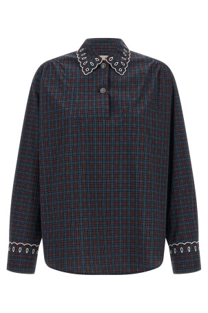 Sangallo embroidery shirt Blue