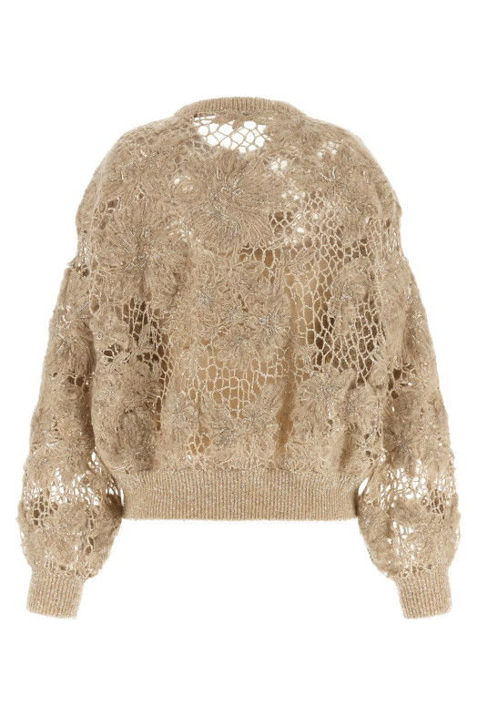 'Whispering Bloom Embroidery' sweater Beige