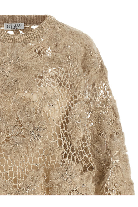'Whispering Bloom Embroidery' sweater Beige