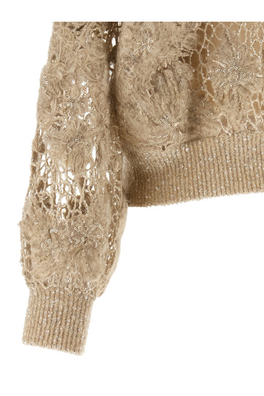 'Whispering Bloom Embroidery' sweater Beige