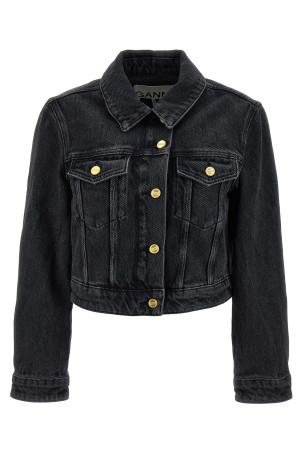 Cropped denim jacket Black