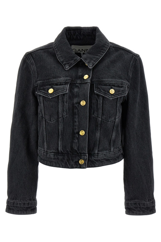 Cropped denim jacket Black