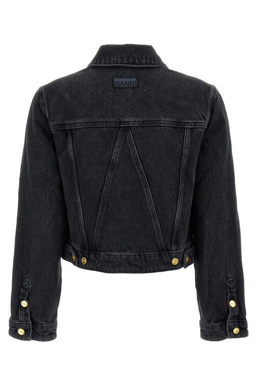 Cropped denim jacket Black