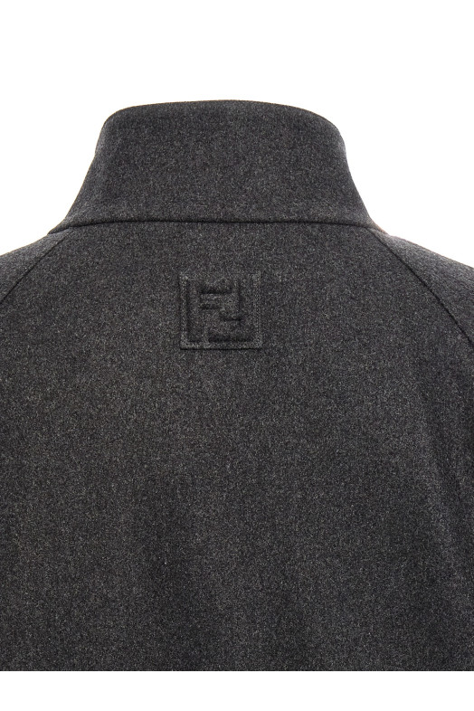 Кашемировый пиджак серого цвета FENDI FW1333APOAF0UU0
