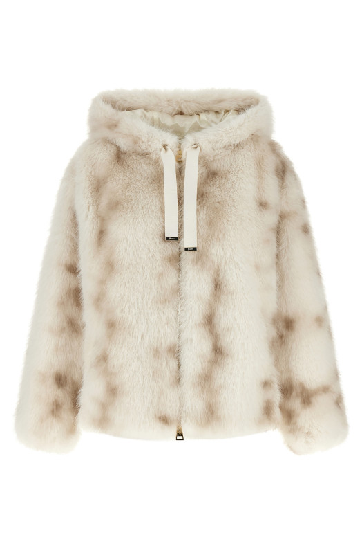 Faux fur bomber jacket Beige