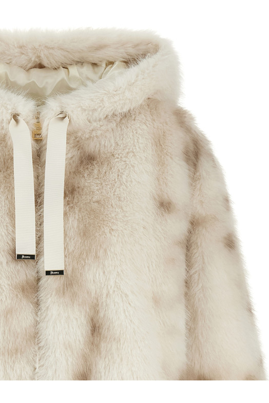 Faux fur bomber jacket Beige