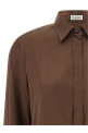 Stretch silk satin shirt Brown