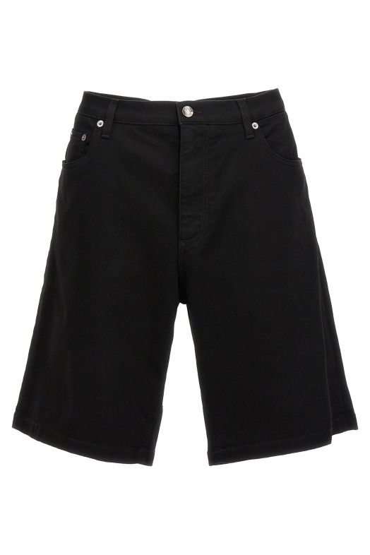Stretch denim bermuda shorts Black
