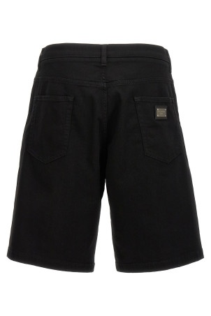 Stretch denim bermuda shorts Black