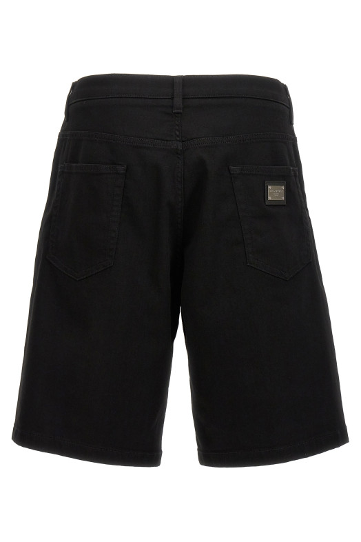 Stretch denim bermuda shorts Black