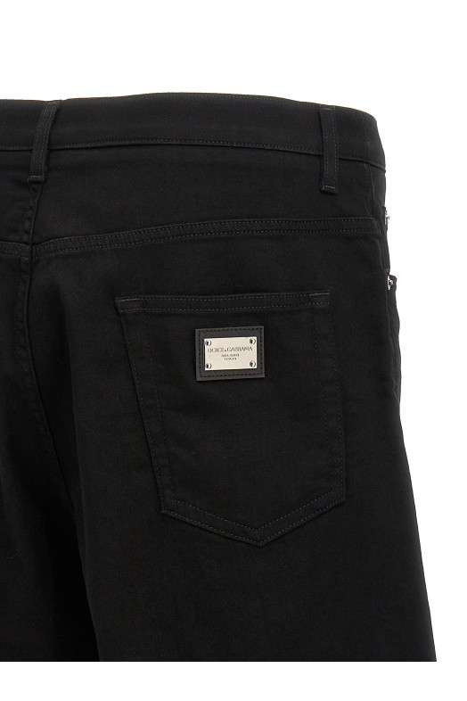 Stretch denim bermuda shorts Black
