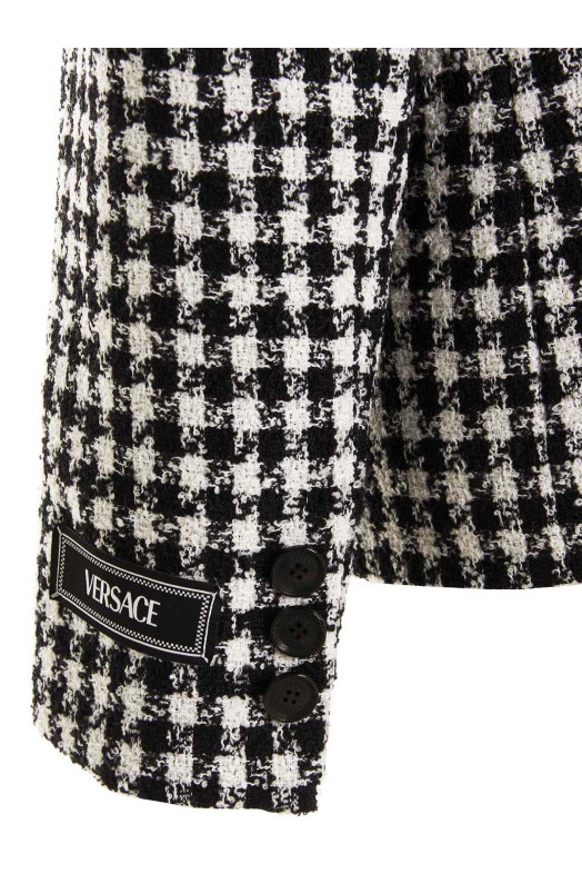 Шерстяной твидовый блейзер, черно-серый VERSACE 10070691A053342W020
