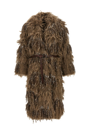 'Dazzling Moss Embroidery' cardigan Brown
