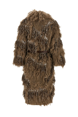 'Dazzling Moss Embroidery' cardigan Brown