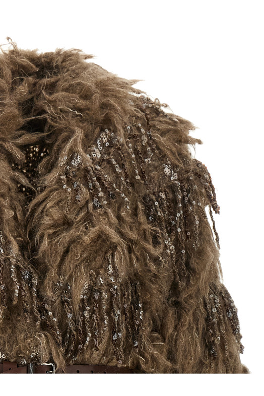'Dazzling Moss Embroidery' cardigan Brown