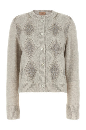 Jacquard diamond cardigan Gray