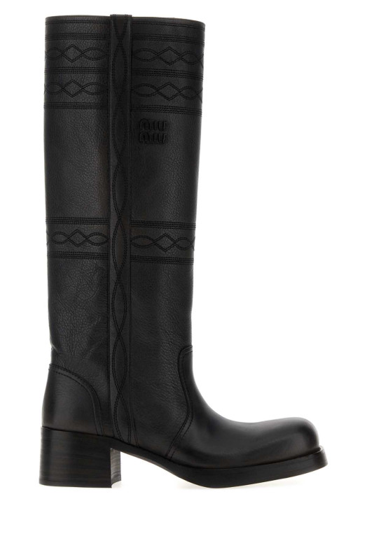 Dark brown leather boots MIU MIU (5W765EF050D7T)