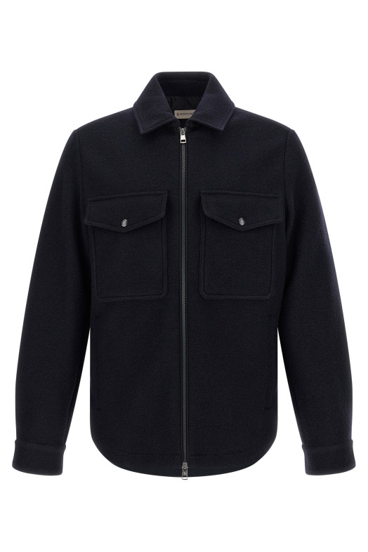 Шерстяная рубашка-свитер, синяя MONCLER L20912F0005689BMK786