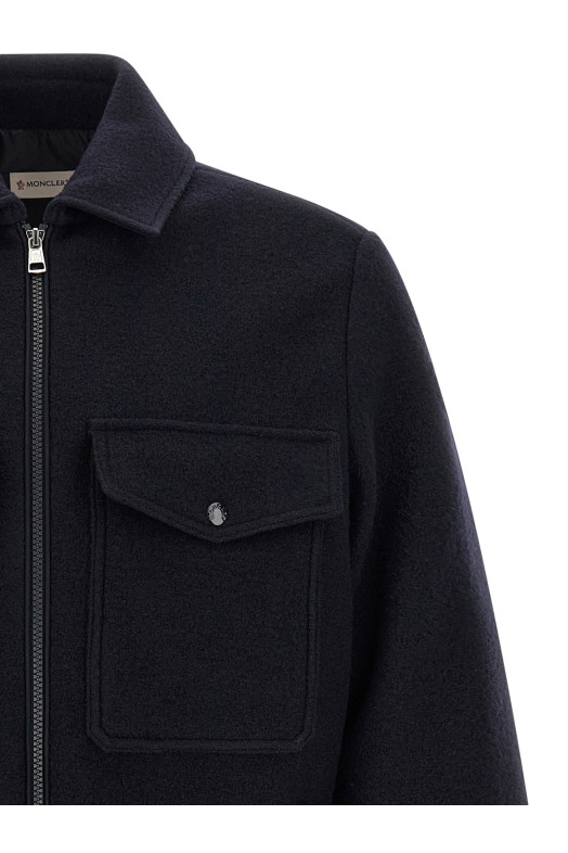 Шерстяная рубашка-свитер, синяя MONCLER L20912F0005689BMK786