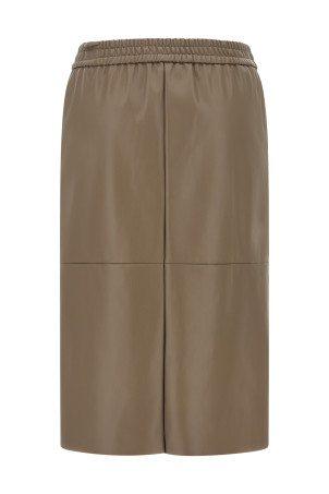 Eco-leather panel skirt Beige